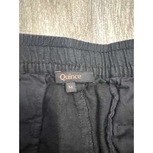 Quince Womens 100% European Linen Shorts Black Elastic Drawstring Medium - Image 2