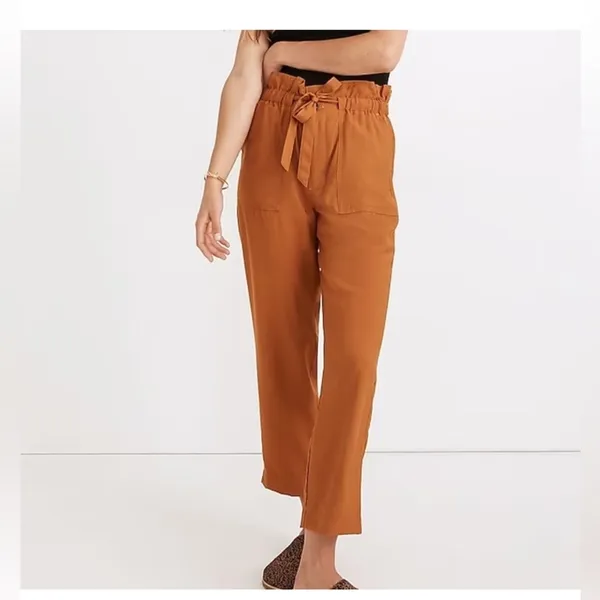 Madewell Women's Dunaway Paperbag Waist Pants Size L - Image 4
