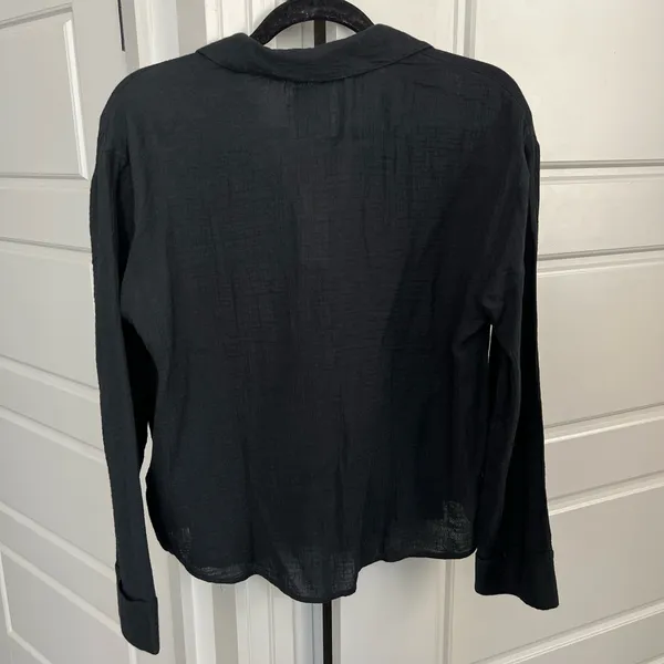 Abercrombie & Fitch Long Sleeve Oversized Tie-Front Gauzy Shirt - Image 7