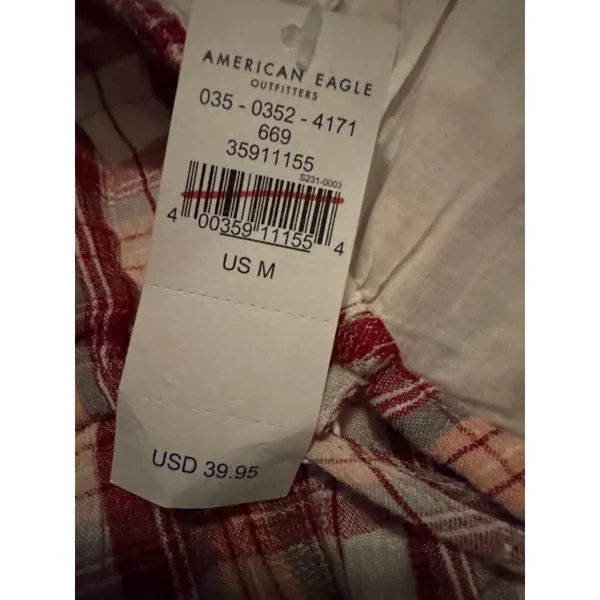 Brand New American Eagle Women's Size Medium Red White Sleeveless Cropped Top - Image 5