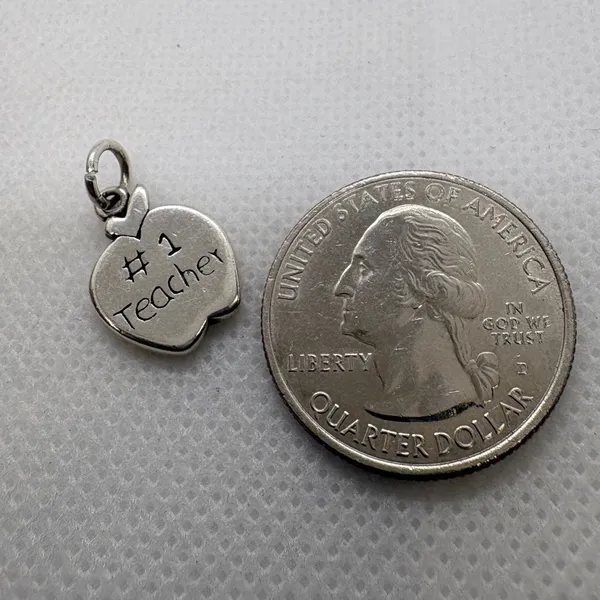 Vintage Shube Dakota West Sterling Silver #1 Teacher Apple Charm 2.5g 925 - Image 5