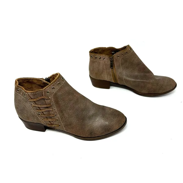 Minnetonka Size 8.5 Boot Brown‎ Leather Bootie Side Zip Lace Accent Autumn Fall - Image 3
