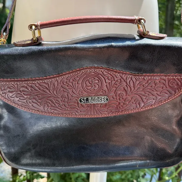 Vintage st. Borse Purse Pocketbook Black Brown Leather? Western - Image 2