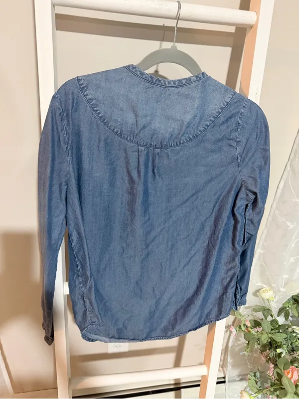 cloth & stone Washed Blue Denim-Effect Long-Sleeve Top - Image 3