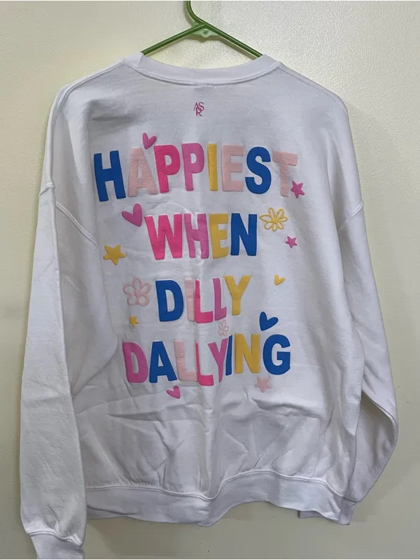 NEW Altar’d State Crewneck Sweatshirt Size M/L NWT Happiest When Dilly Dallying - Image 3