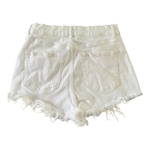 Zara White Distressed Denim Shorts Women's Size 8 - Image 5