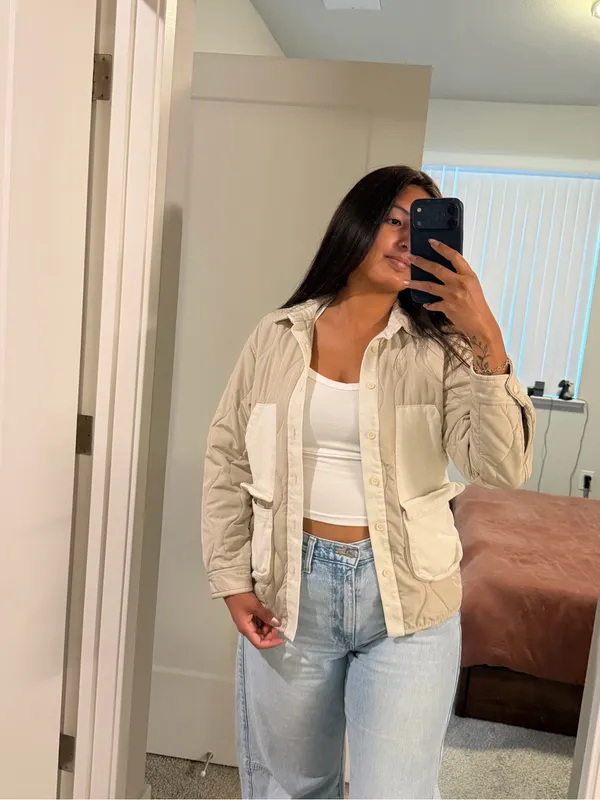 Zara Light Beige Quilted Jacket - Image 4