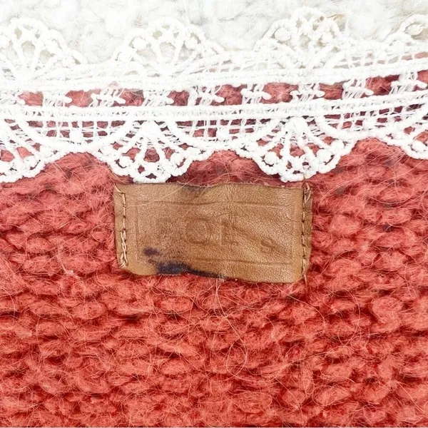 POL Chunky‎ Knit Longline Cardigan Women's Size S Orange Academia - Image 6