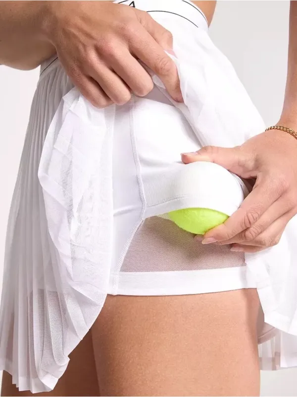CALIA Pleated Mesh Mini Skort White Size L NEW Tennis Pickleball Sporty - Image 3