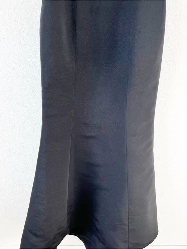 Amsale Lux Classic Black Asymmetrical Trumpet Maxi Gown Dress - Image 5