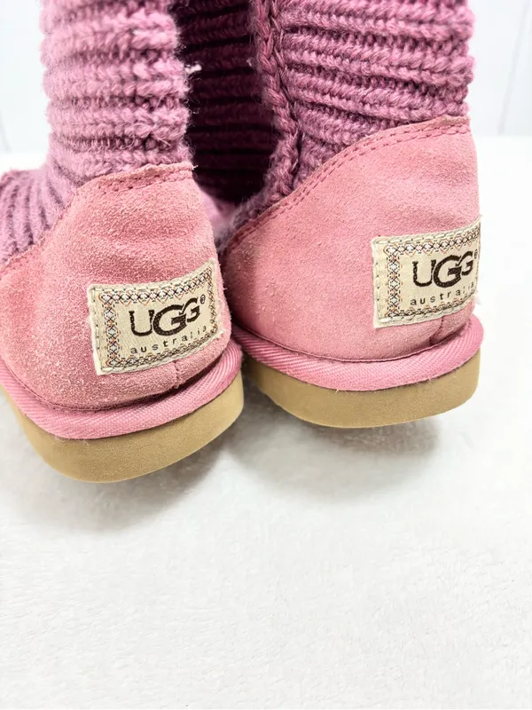 UGG Tall Cardy Knit Button Boots in Mauve Pink size 8 - Image 11