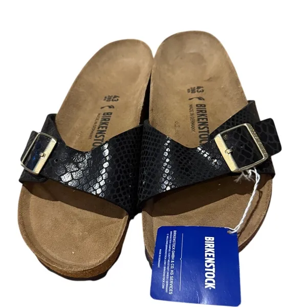 NWT Birkenstock Madrid Shiny Black Snake Sandals Women's Sz. 43 (US 12) - Image 2
