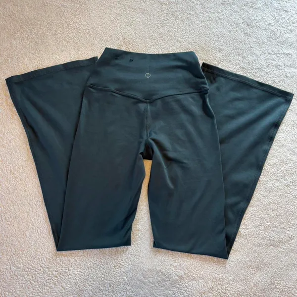 Gilly Hicks Gray Blue Active Recharge High Rise Split Hem Flare Yoga Leggings Tights - Image 7