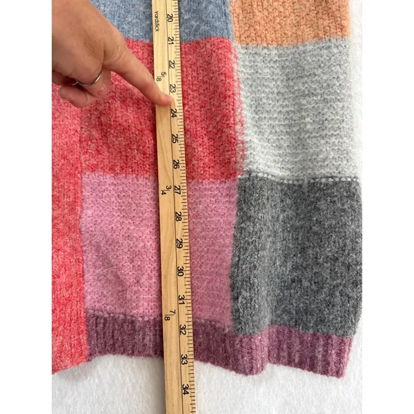 Easel Los Angeles Patchwork Open Front Cardigan Multicolor Oversized Sweater S - Image 5