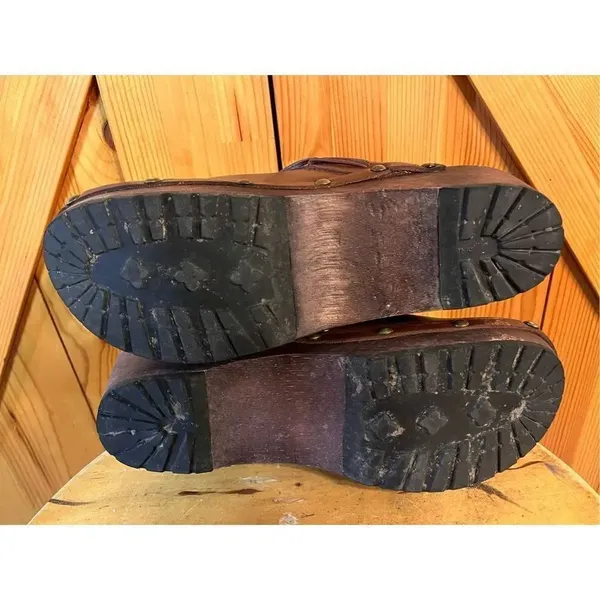 Ruff Hewn Wood Clogs 7M Brown Leather - Image 6