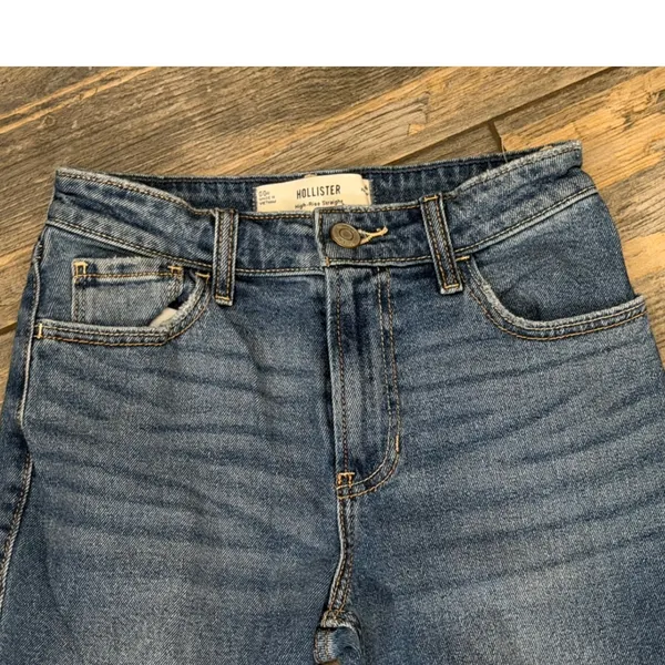 Hollister High-Rise Straight Leg Jeans Mid Rise 24/00 (24x29) Stretch Whiskering - Image 3