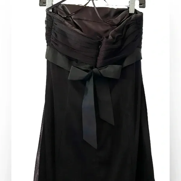 Vera Wang Maids Black Strapless Full Length Tulle Gown Size 4 - Image 7