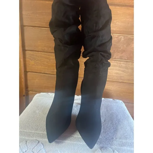 Just fab Khloy Slouch Black Heeled Boots Sz 6 NIB - Image 6