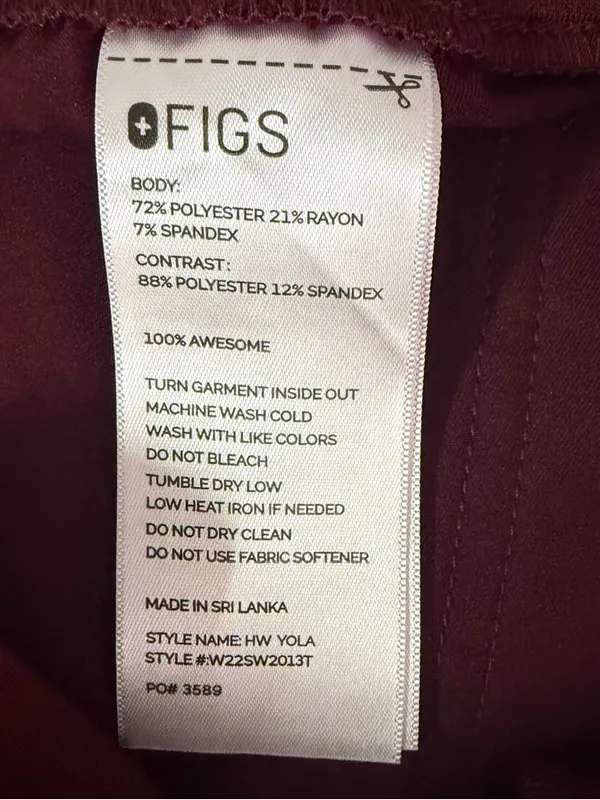 FIGS Yola High Waisted Scrub Pants Burgundy XS Tall - Image 7