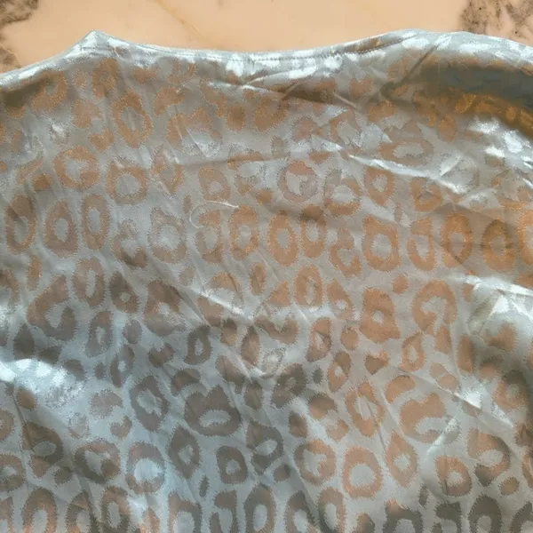 NWT ASOS DESIGN Blue Satin Jacquard Wrap Crop Top Long Sleeve V-Neck Sz S - Image 10