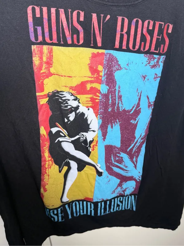 Midnight Hour Guns N' Roses Concert Black Graphic Cold-Shoulder Tank Womens XL - Image 4