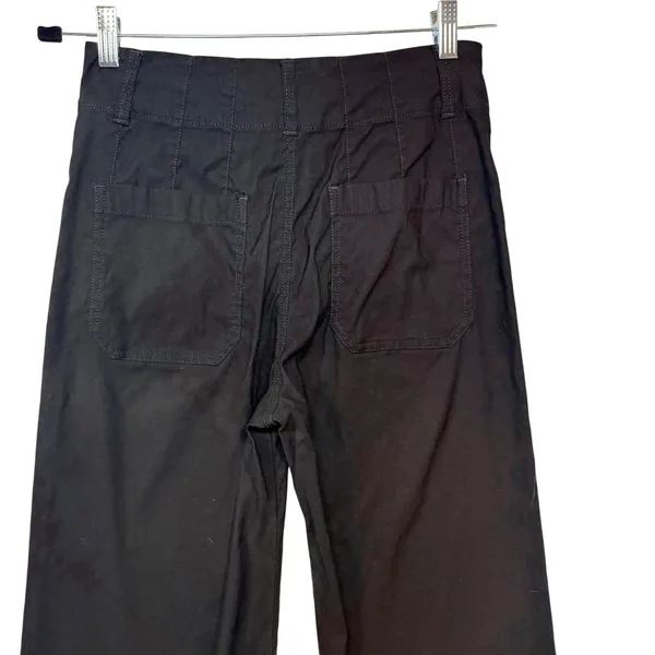 Maeve Anthropologie The Colette Black Wide Leg Cropped Linen Blend Pants Size 26 - Image 10