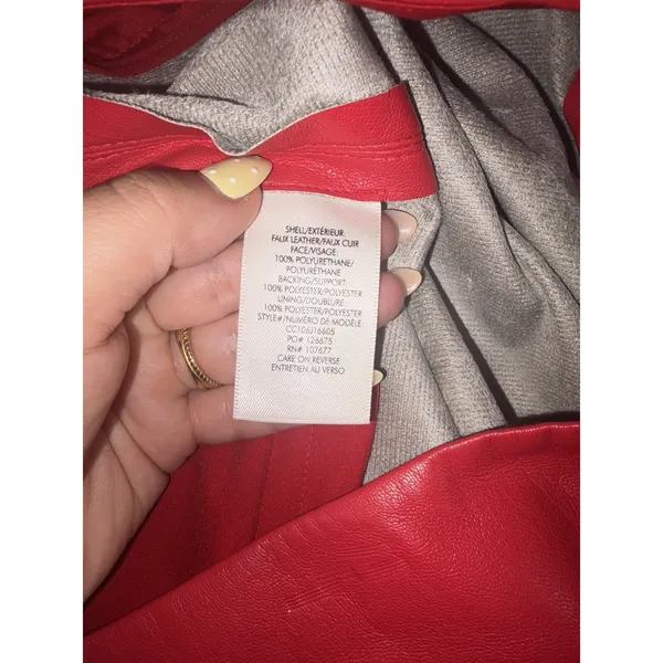 Alice + Olivia Red Vegan Leather Shorts Red SIZE 10 - Image 4