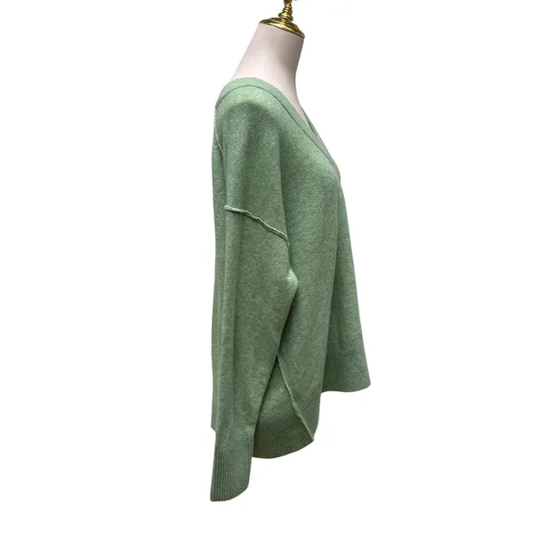 Aerie V-Neck Sweater‎ Small Sage Green NEW Oversized Marl Knit Pullover Cozycore - Image 4