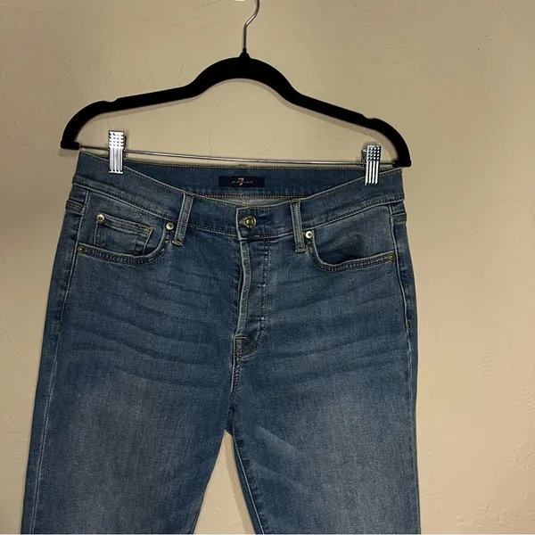 Seven For All Mankind Josephine Squiggle Button Fly Slim Straight Denim‎ Jeans - Image 4