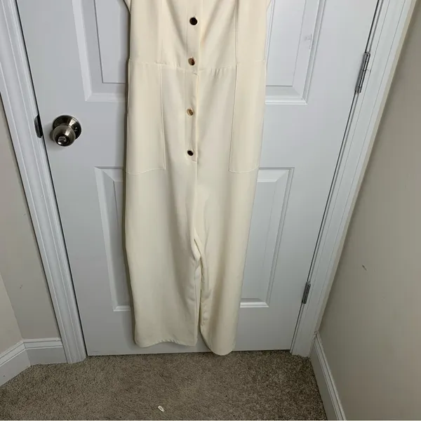 Zara white‎ belted jumpsuit size medium minimalist vacation summer - Image 6