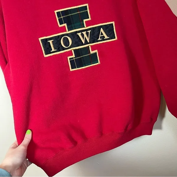 ✨ Vintage Lee‎ Red Iowa Crewneck Sweatshirt Large - Image 8