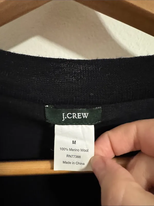 J.Crew V-neck Button-Down Black Merino Wool Longline Cardigan M - Image 9