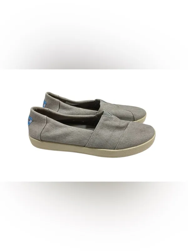 TOMS Classic Slip On Shoes Gray Textured Canvas Women’s Size 7.5 Casual Flats - Image 3