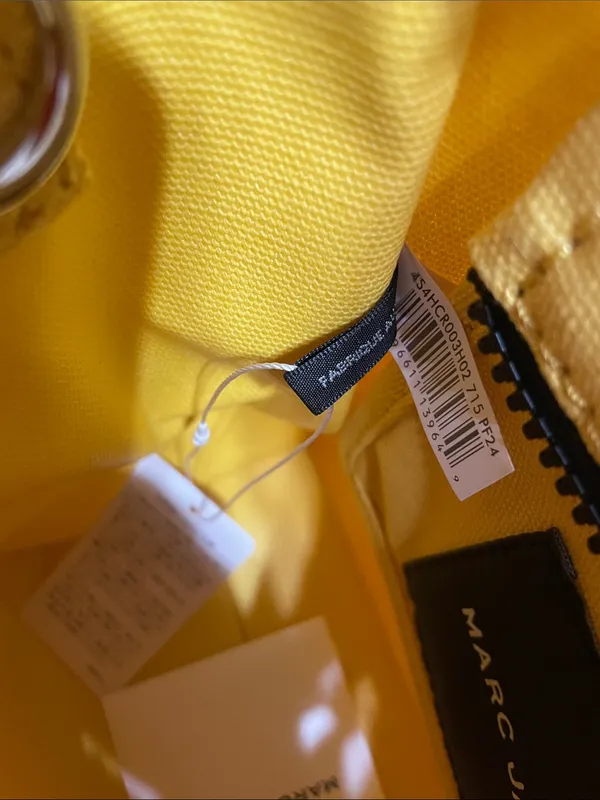 Marc Jacobs Yellow Canvas Mini Tote with Black Strap - Image 12