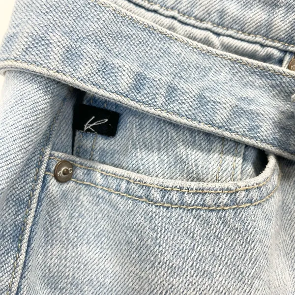 KanCan Denim Mini Skirt Womens Medium Distressed Light Wash Belted Indie‎ Boho - Image 8