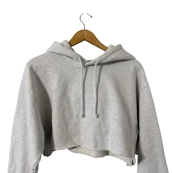 ARITZIA Tna Crop Fleece Gray Hoodie Sweatshirt Pullover Top - Image 6