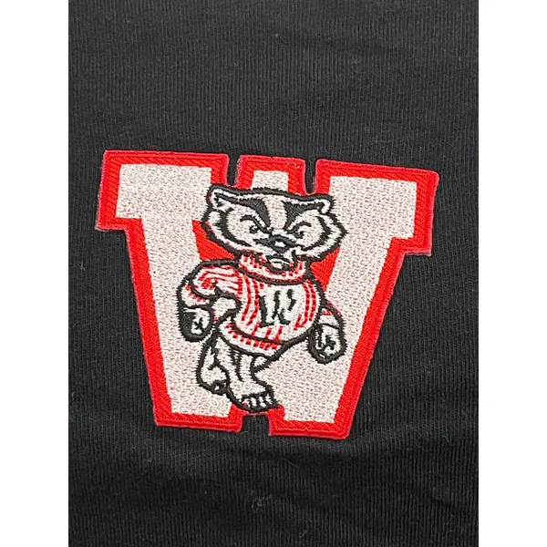Wisconsin Badgers Bucky Badger Black Long‎ Sleeve Cropped T-Shirt Raw Hem Small - Image 2
