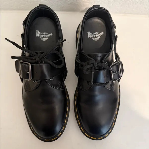 Dr. Martens Docs Henree Black Polished Smooth Leather Buckle Shoes Size 6 /EU 37 - Image 5