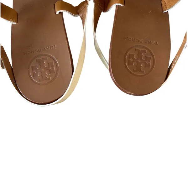 Tory‎ Burch Holly White Patent Double T Kitten Heel Slingback Sandals 9.5 - Image 4