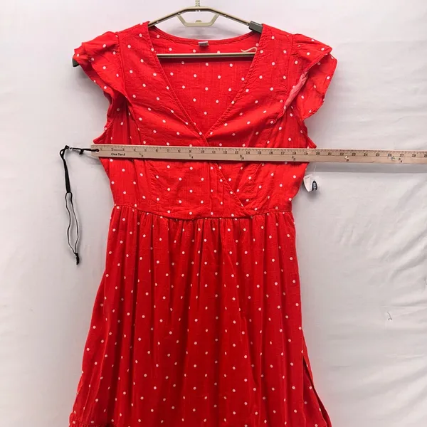 Old Navy Polka Dot Wrap Dress‎ Red Large - Image 13
