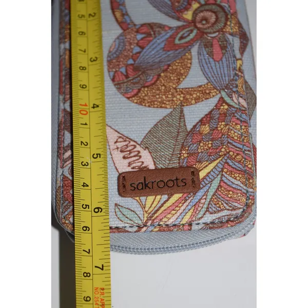 Sakroots Artist Circle Crossbody/Wallet Women Small‎ Blue/Owl Floral Print Boho - Image 9