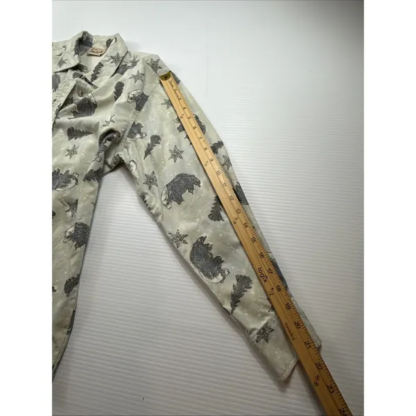 Woolrich Women's Long Sleeve Button-Up Corduroy Shirt Snow Bear Print Size S - Image 5