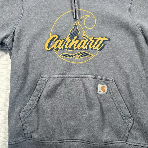 Carhartt Women’s Small Gray Pullover Hoodie Graphic Logo Sweatshirt Cozy Casual - Image 6