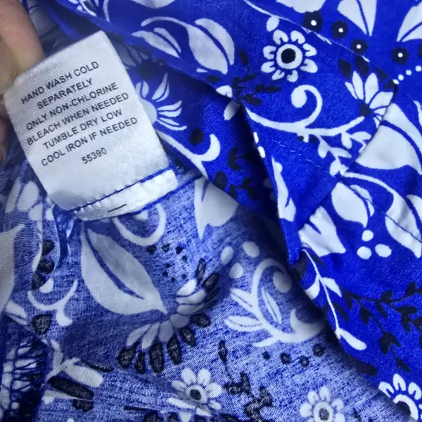 Sugarlips Lulu Floral Dixie‎ Split Neck Shift Dress Blue Floral Paisley Tiered M - Image 8