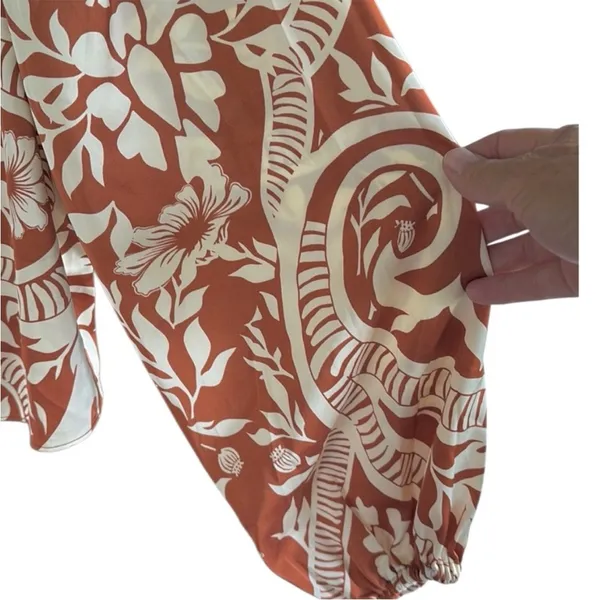 EUC Joie Floral Blouse Chestnut Cream Size Large - Image 5