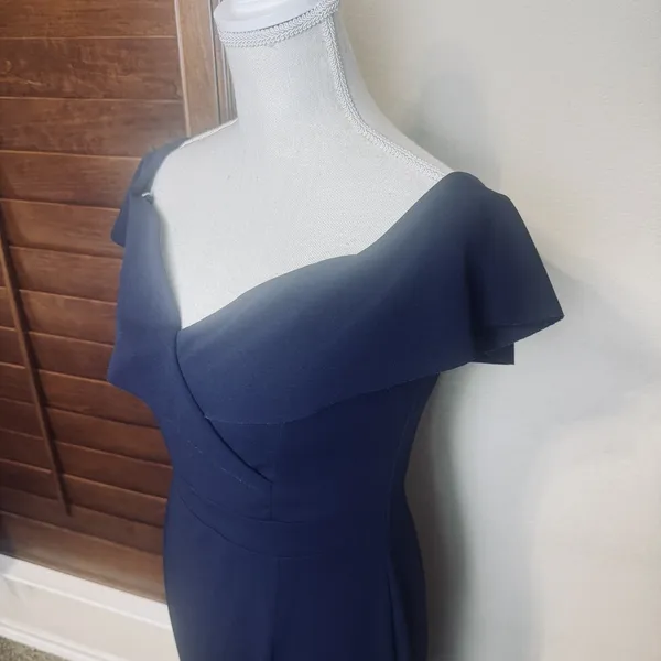 Alexa B Nites Navy Blue Formal Long Gown Dress 6P Petiite‎ draped neckline - Image 5