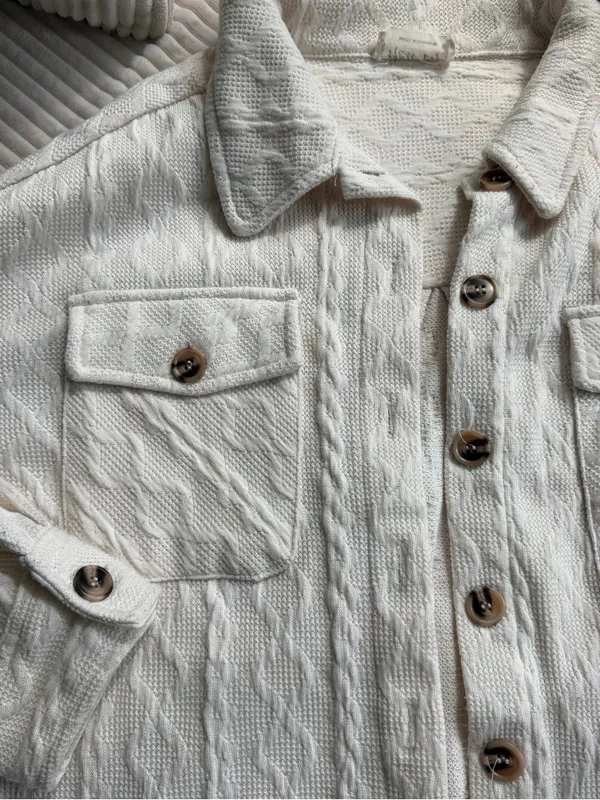 Cream Cable Knit Button - Image 2