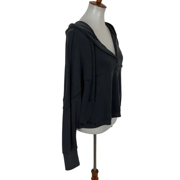 AS Revival‎ Black Slouchy Hoodie Long Sleeve Pullover Loungewear Small - Image 3