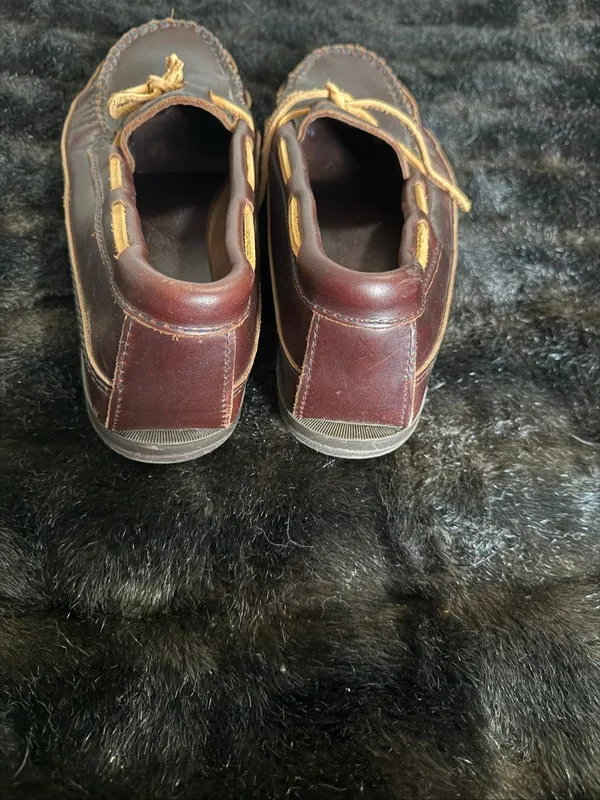 Womens Minnetonka Dark Brown Leather Slip On Tie Moccasin Loafer Shoes Size 12 - Image 3