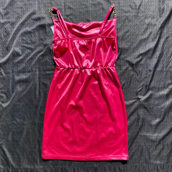 💖 NWT Planet Gold Small Hot Pink Satin Gold Chain Strap Dress 💖 - Image 10